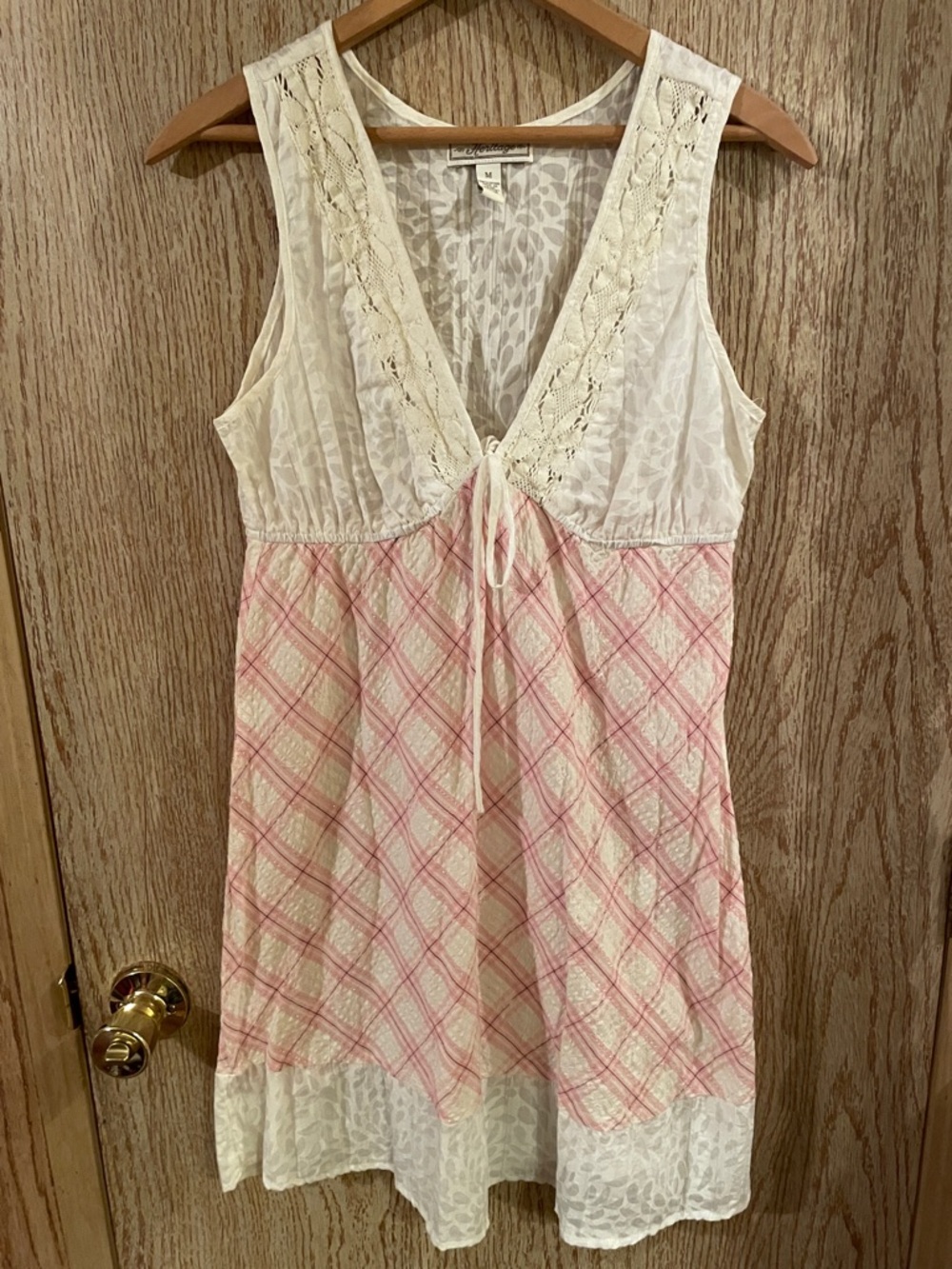 Heritage Cream and Pink Lace-Trim Sleeveless Mini Dress